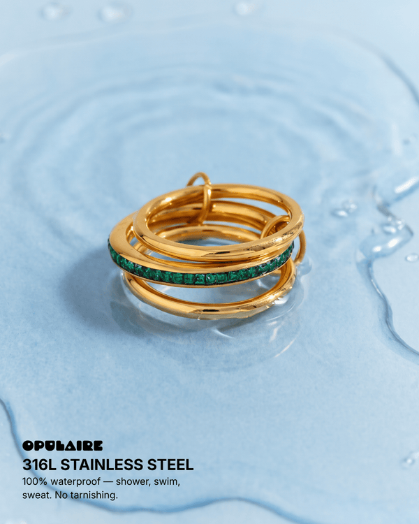 Tay - Stacked ring - Stainless steel - Opulaire - WATERPROOF jewelry - EU 52 -