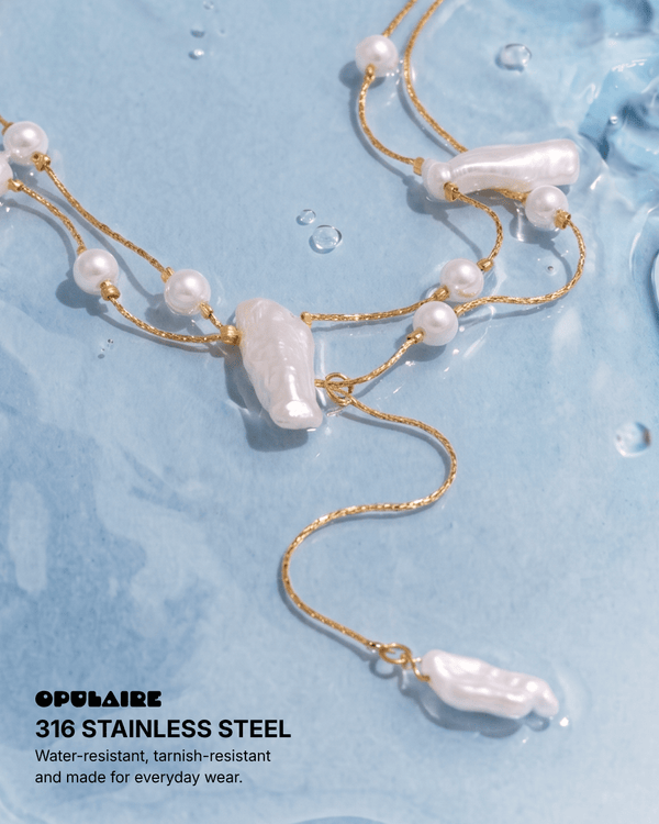 Twin - Unsymmetrical necklace set - Stainless steel - Opulaire - WATERPROOF jewelry - 