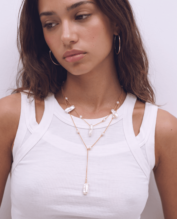 Twin - Unsymmetrical necklace set - Stainless steel - Opulaire - WATERPROOF jewelry - 