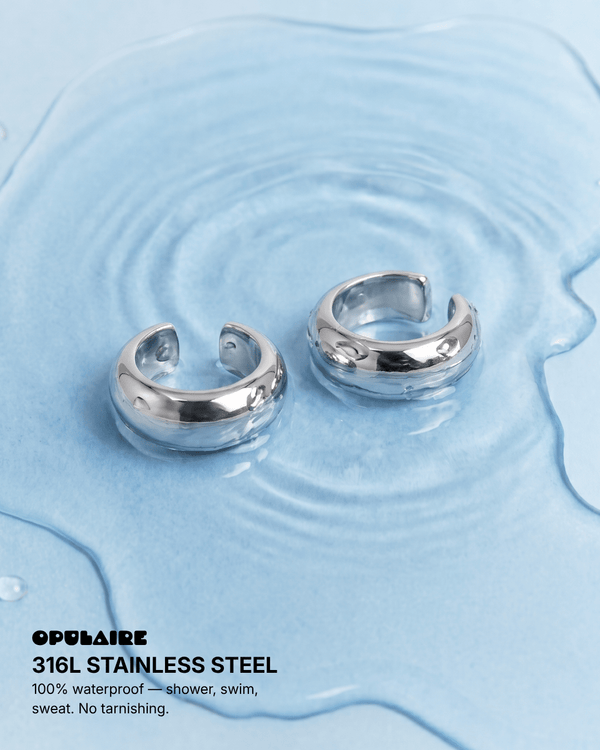 Zara - Chunky ear cuffs set - Stainless steel - Opulaire - WATERPROOF jewelry - 