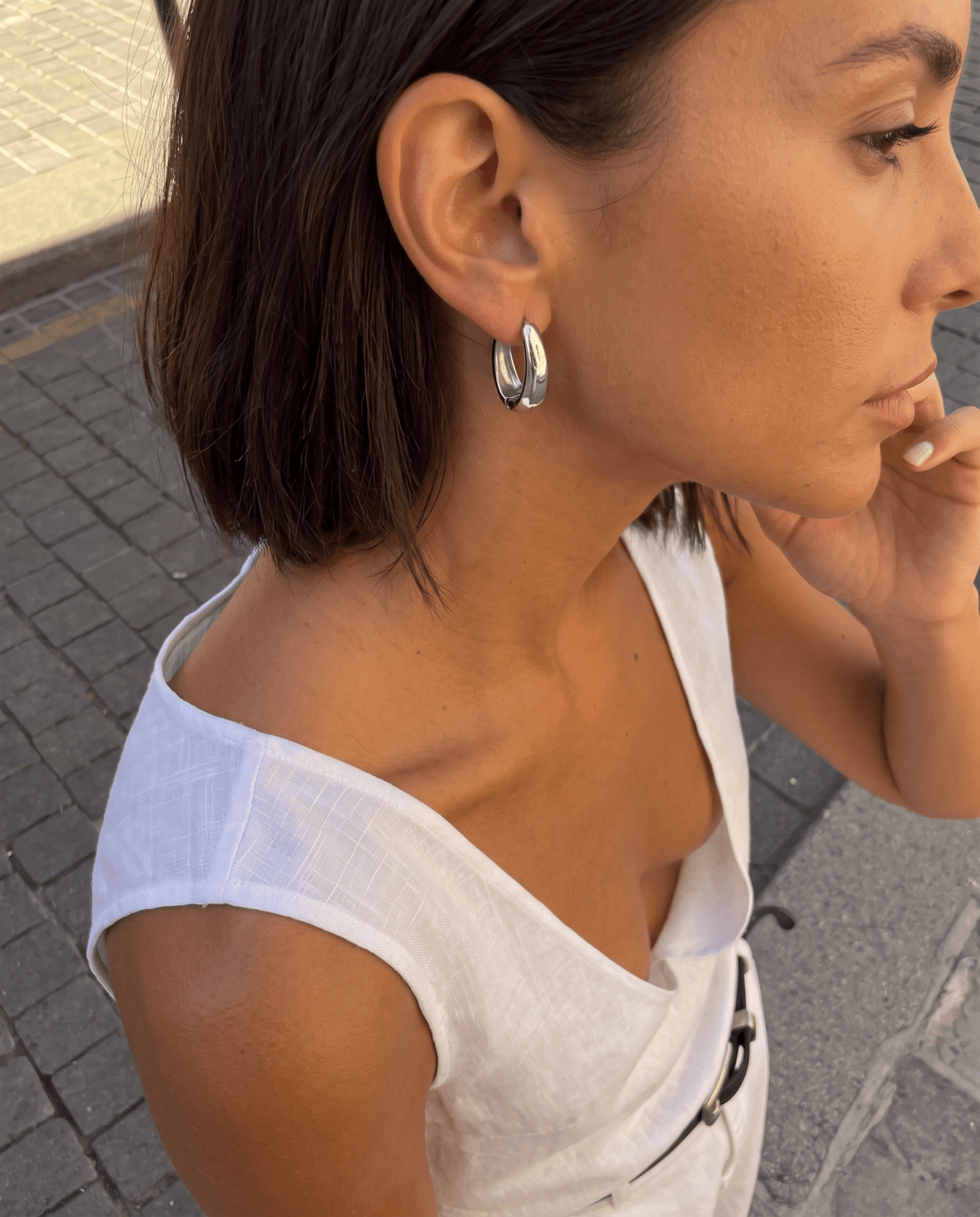 Zianne - Oval hoop earrings - Stainless steel - Opulaire - WATERPROOF jewelry - 