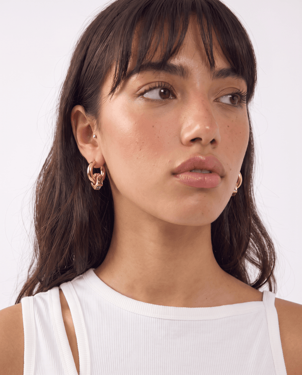 Ziva - Chunky huggie hoop earrings - Stainless steel - Opulaire - WATERPROOF jewelry - 
