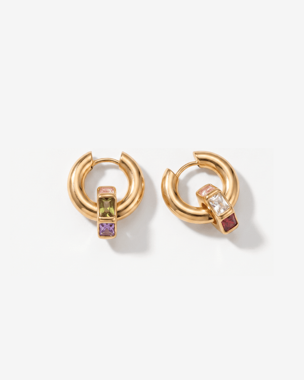 Ziva - Chunky huggie hoop earrings - Stainless steel - Opulaire - WATERPROOF jewelry - 